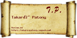 Takaró Patony névjegykártya
